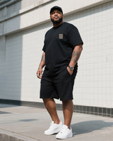 Big Man's Daily Leisure Faith Micro-standard Small Design Printed Short Sleeve T-shirt Shorts Suit